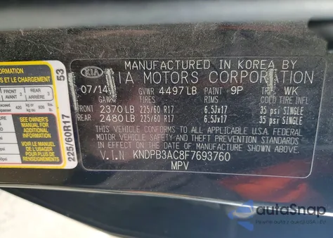 2015 Kia Sportage Lx из США, поврежденный, VIN KNDPB3AC8F7693760